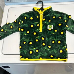 John Deere Green Fleece Pajama Top with Yellow Accents